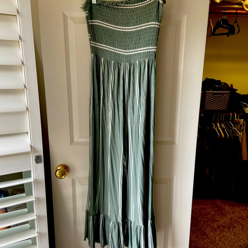 Alterd State green striped Jumper. Soft, stretchy material. Size medium.